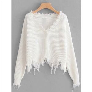 Frayed Trim Sweater